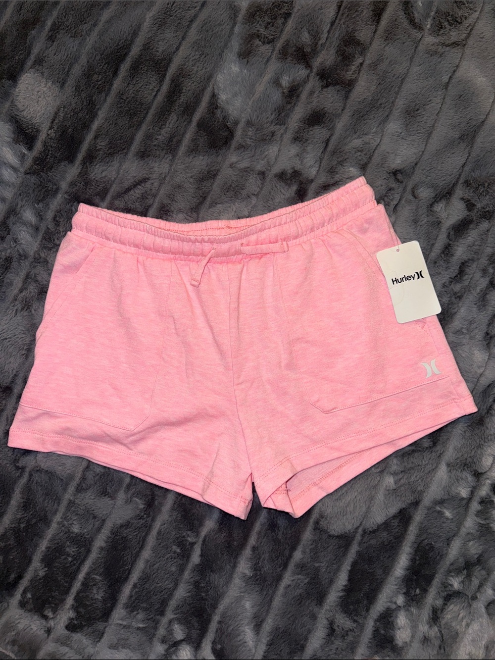 Hurley Light Pink Elastic-Waist Knit Shorts